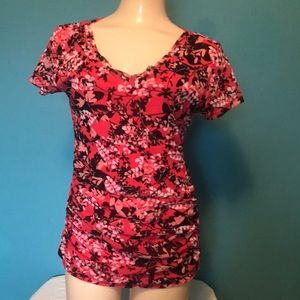 New York & Company Hot Pink Floral Blouse Top